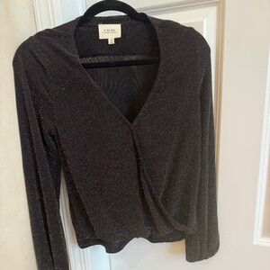 Anthropologie If By Sea Black V Neck Blouse